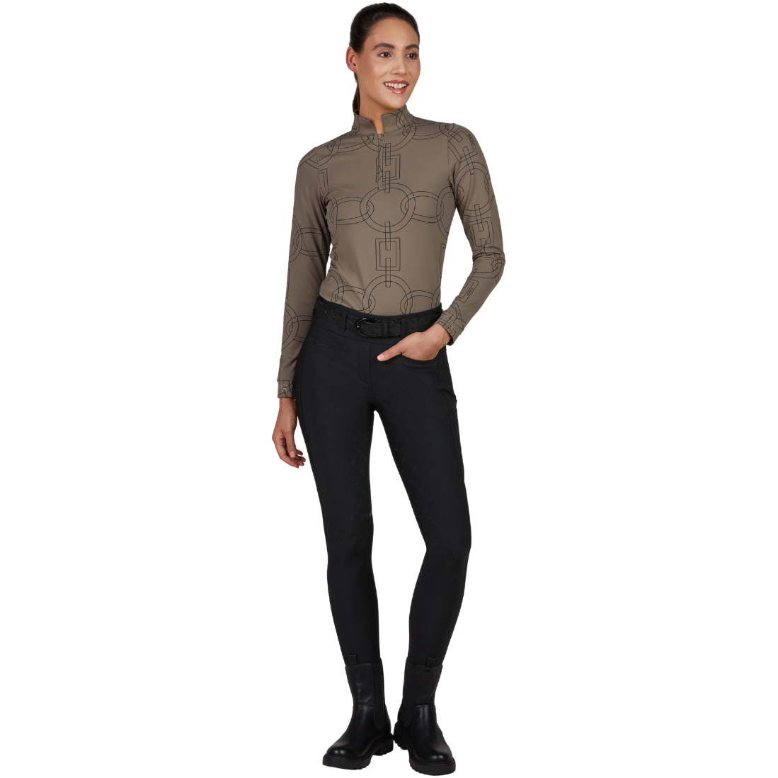 2025 Pikeur Womens Pikeur Zip Shirt 828400 290 080 - Slate Brown